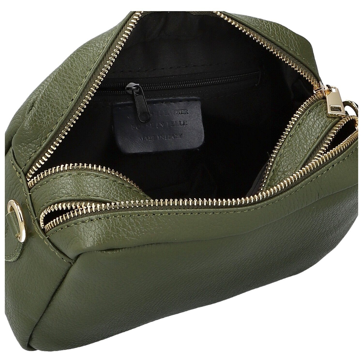 Módní dámská kožená crossbody kabelka Elpida, tmavě zelená