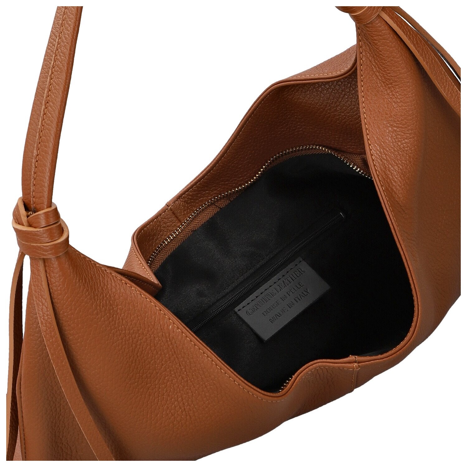 Trendy dámská kožená kabelka na rameno Anestis, koňaková