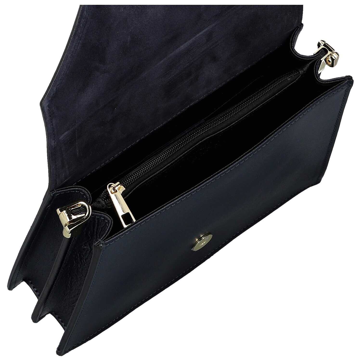 Luxusní dámská kožená kabelka na rameno Elizza, tmavě modrá