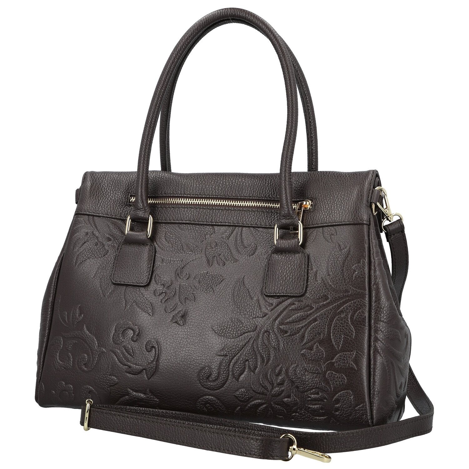 Luxusní dámská kožená kabelka na rameno Florentina, tmavě hnědá