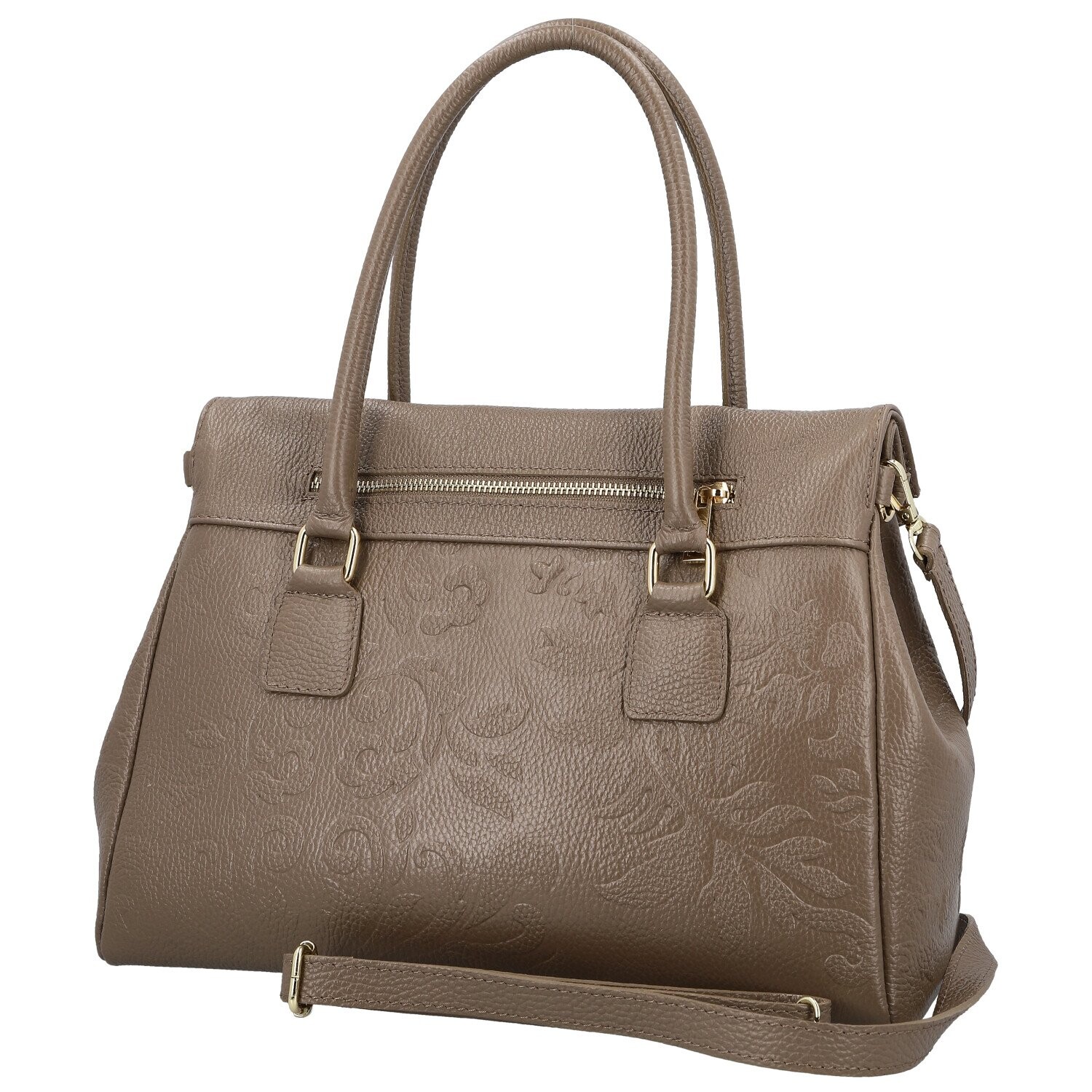 Luxusní dámská kožená kabelka na rameno Florentina, taupe