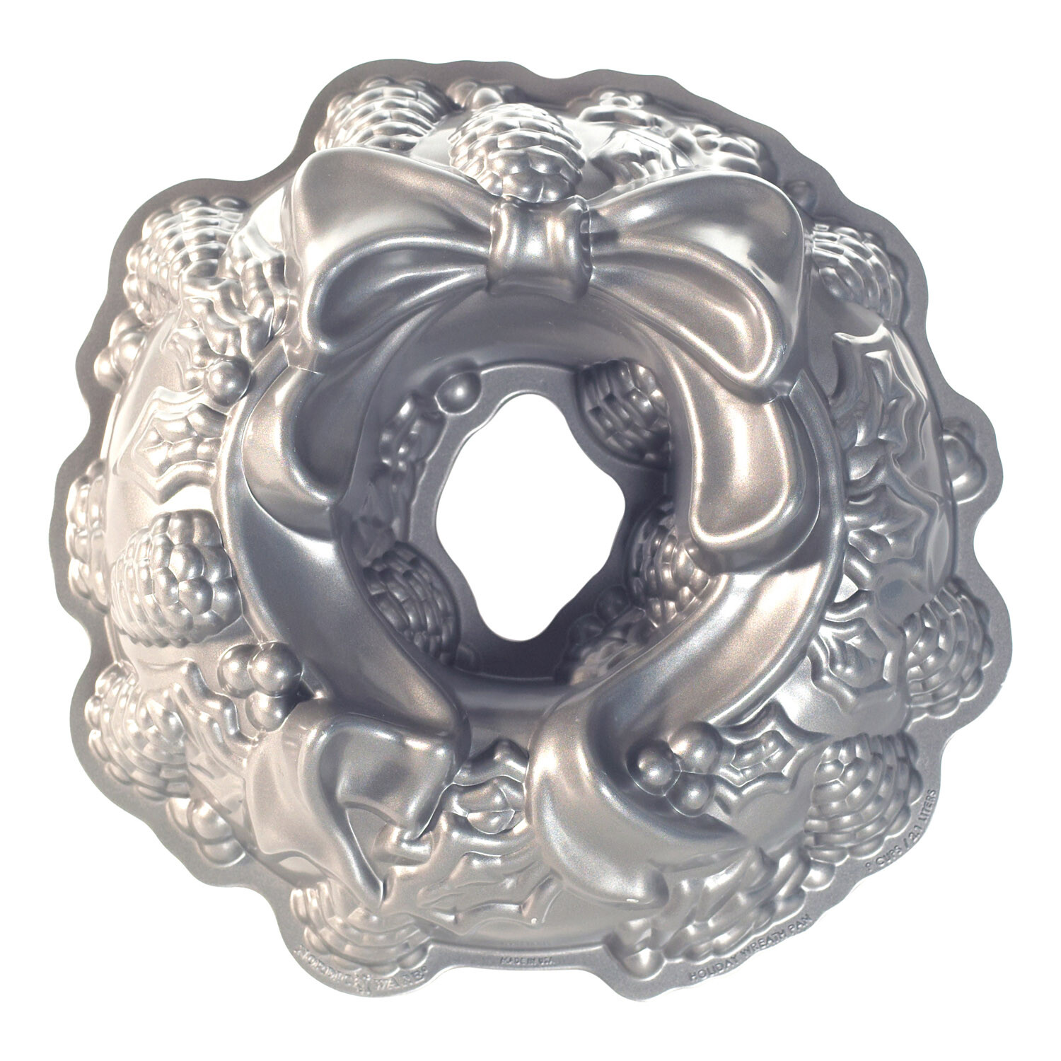 Forma na bábovku vánoční věnec Holiday Wreath Bundt® stříbrná Nordic Ware