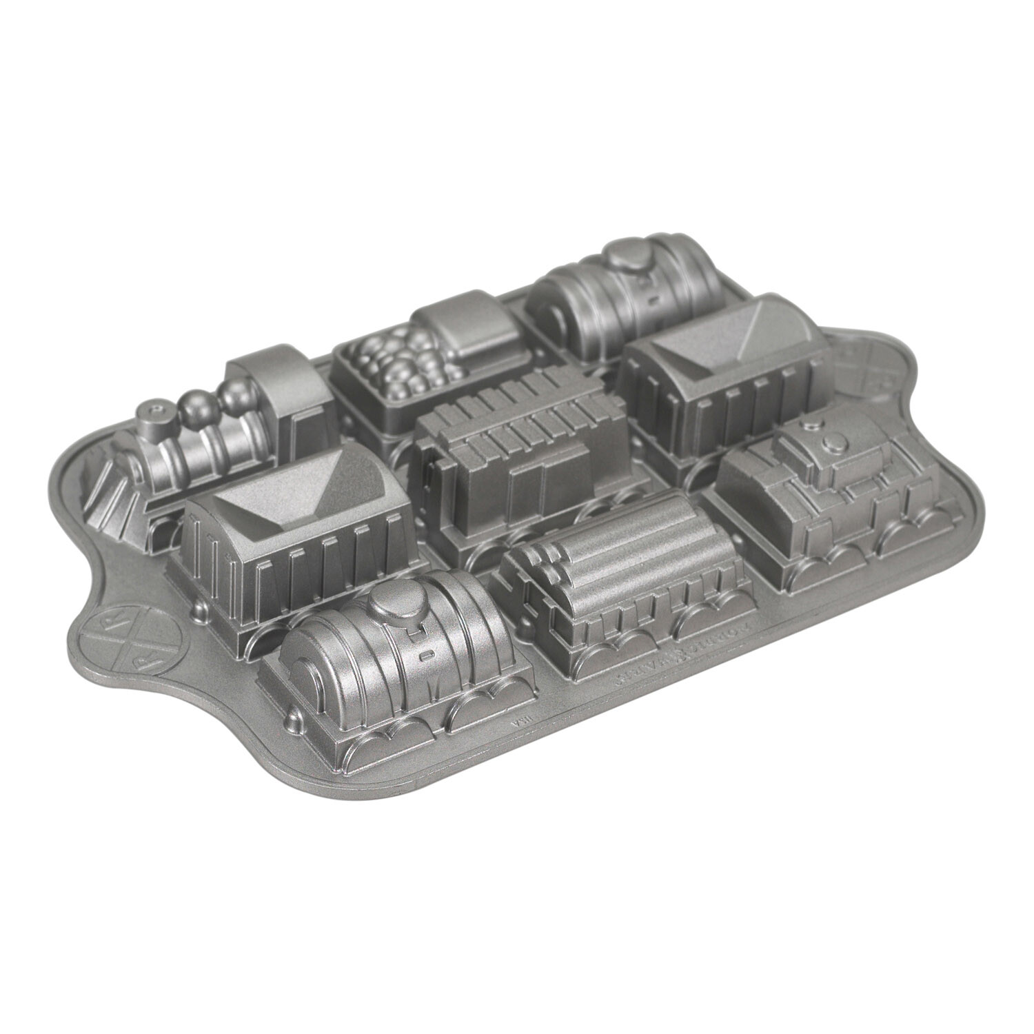 Forma na 9-dílný piškotový vláček Train Cake Bundt® stříbrná Nordic Ware