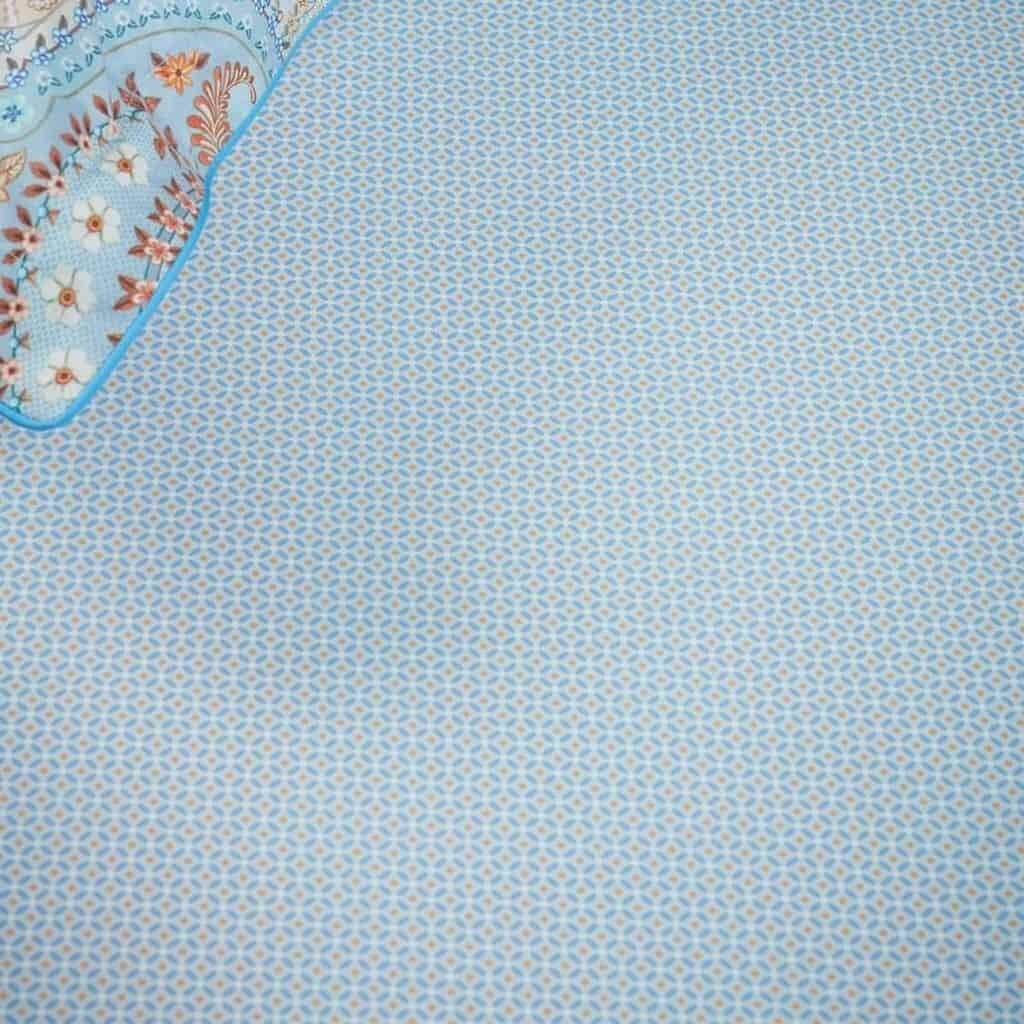 Dvoulůžkové napínací prostěradlo CROSS STITCH 180 x 200 cm, šedo-modrá, bavlněný perkál, Pip Studio