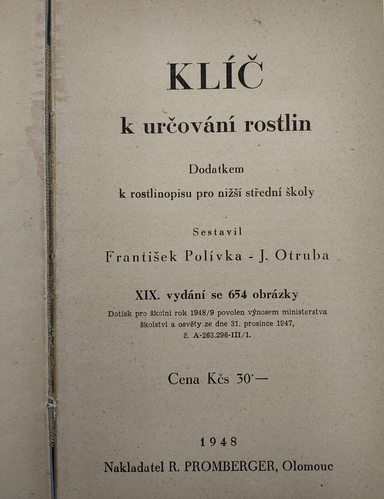 Stará praktická kniha 1948, Klíč k určování rostlin, 654 obrázků