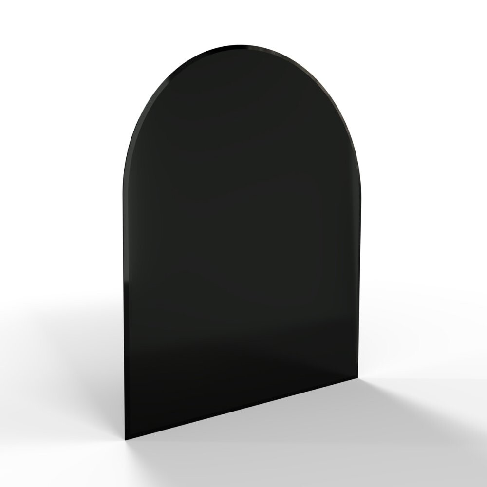 Sklo pod kamna - FLAMINGO Oblouk 1000x1200 mm, černé, fazeta / R500 / 6 mm