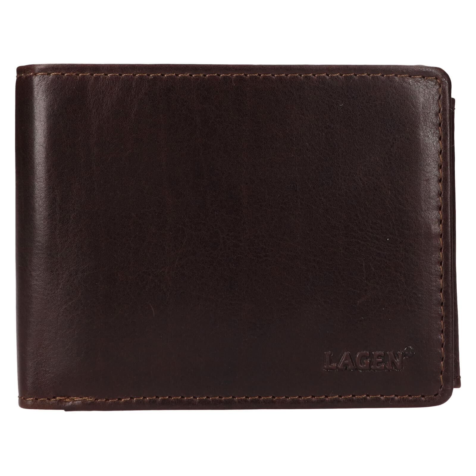 Pánská kožená peněženka Lagen Autom - tmavě hnědá