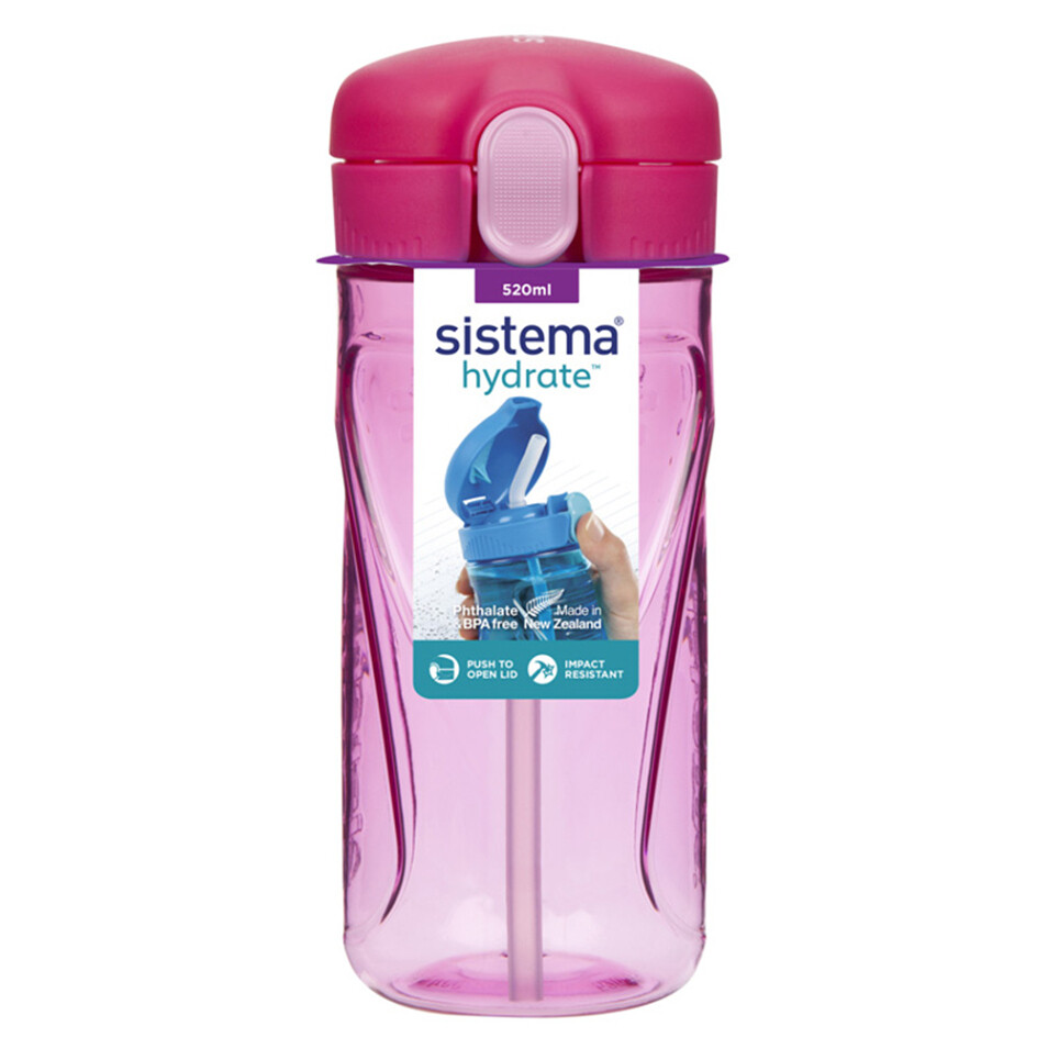 SISTEMA Láhev Quick Flip Top s brčkem růžová 520 ml