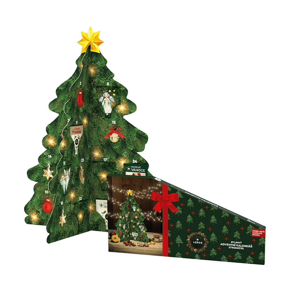 LEROS Bylinný adventní kalendář stromeček 24 sáčků, poškozený obal