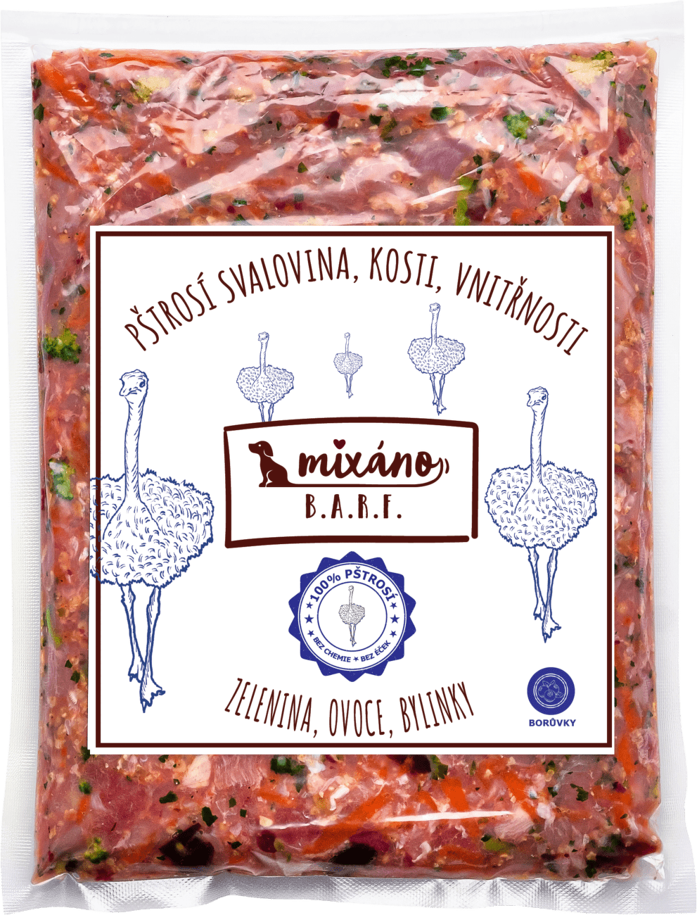 Barf Mixano pštrosí 1kg