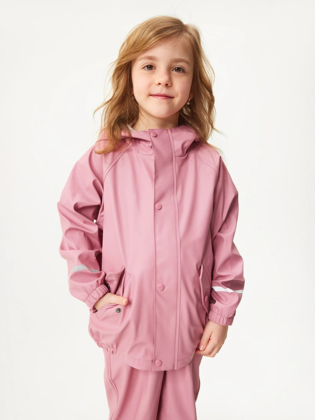 Nepromokavá bunda s fleecem, Starorůžová - vel. 110/116