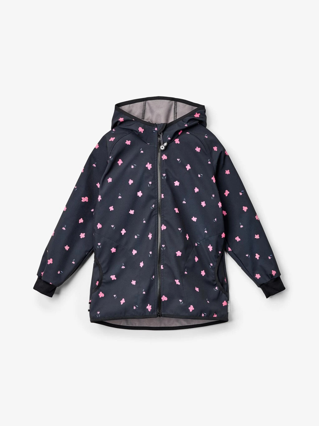 Softshellová bunda s fleecem Basic, Černá, Květiny - vel. 98/104