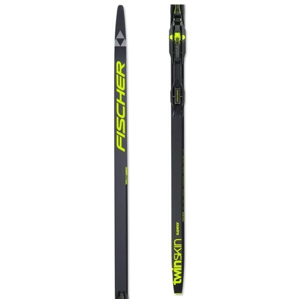 Fischer TWIN SKIN SUPERIOR STIFF SET + BDG RACE CLASSIC Běžecké lyže s podporou stoupání skin, tmavě šedá, velikost