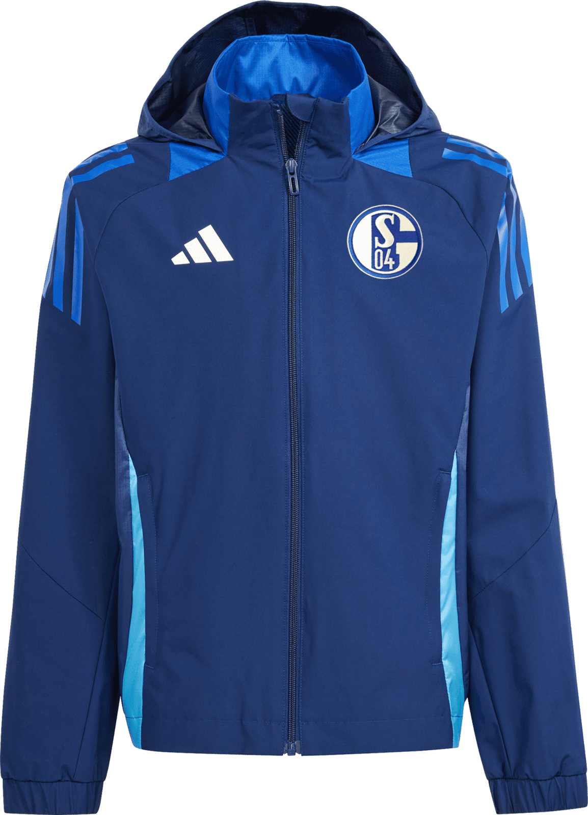 Bunda s kapucí adidas  FC Schalke 04 all-weather jacket kids dark blue