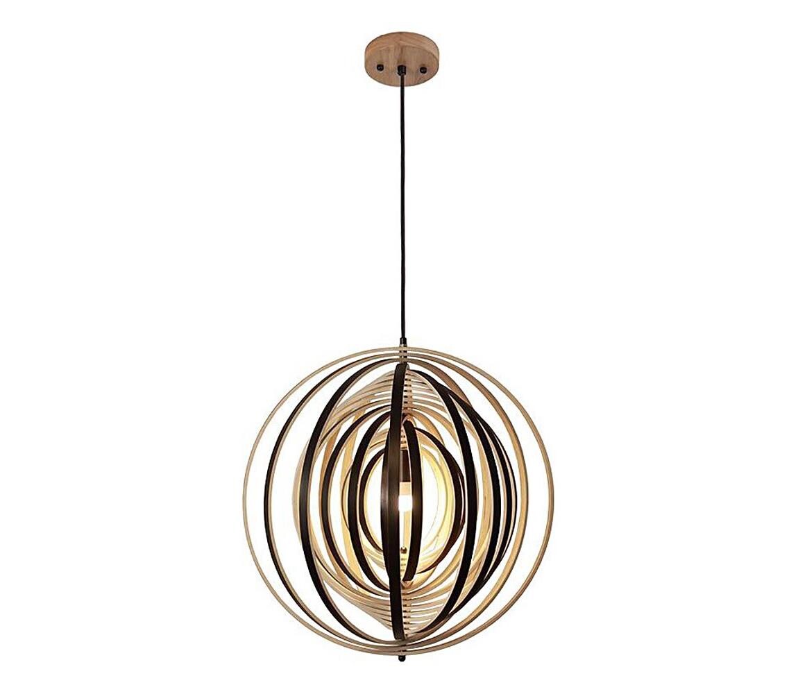 Lustr na lanku 1xE27/60W/230V pr. 50 cm masiv/dýha/kaučukovník WRE072