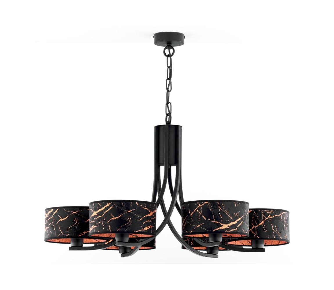 Jupiter 2108- Lustr na řetězu ARTHUR 6xE27/15W/230V černá/oranžová/dekor mramoru 2108