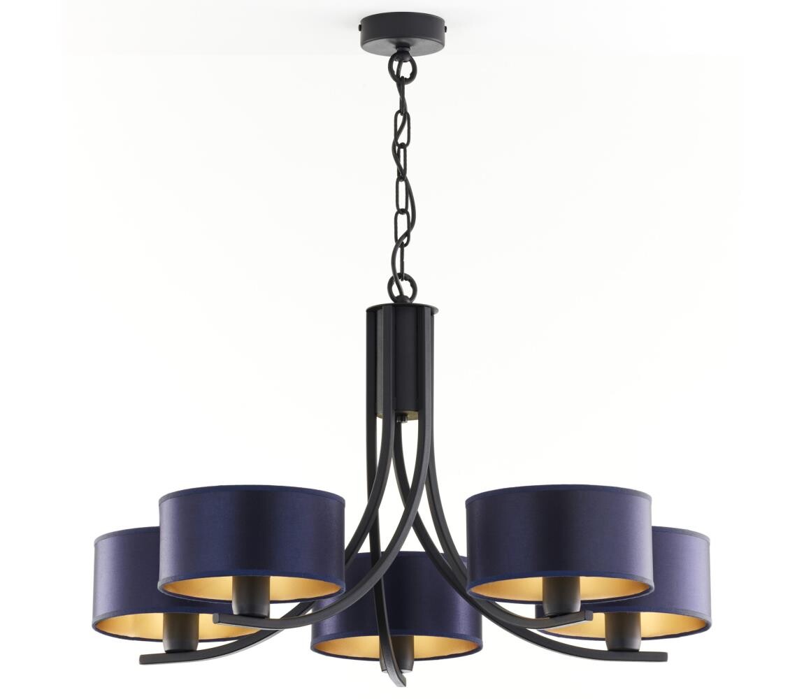 Jupiter 2101 - Lustr na řetězu ARTHUR 5xE27/15W/230V modrá/černá 2101