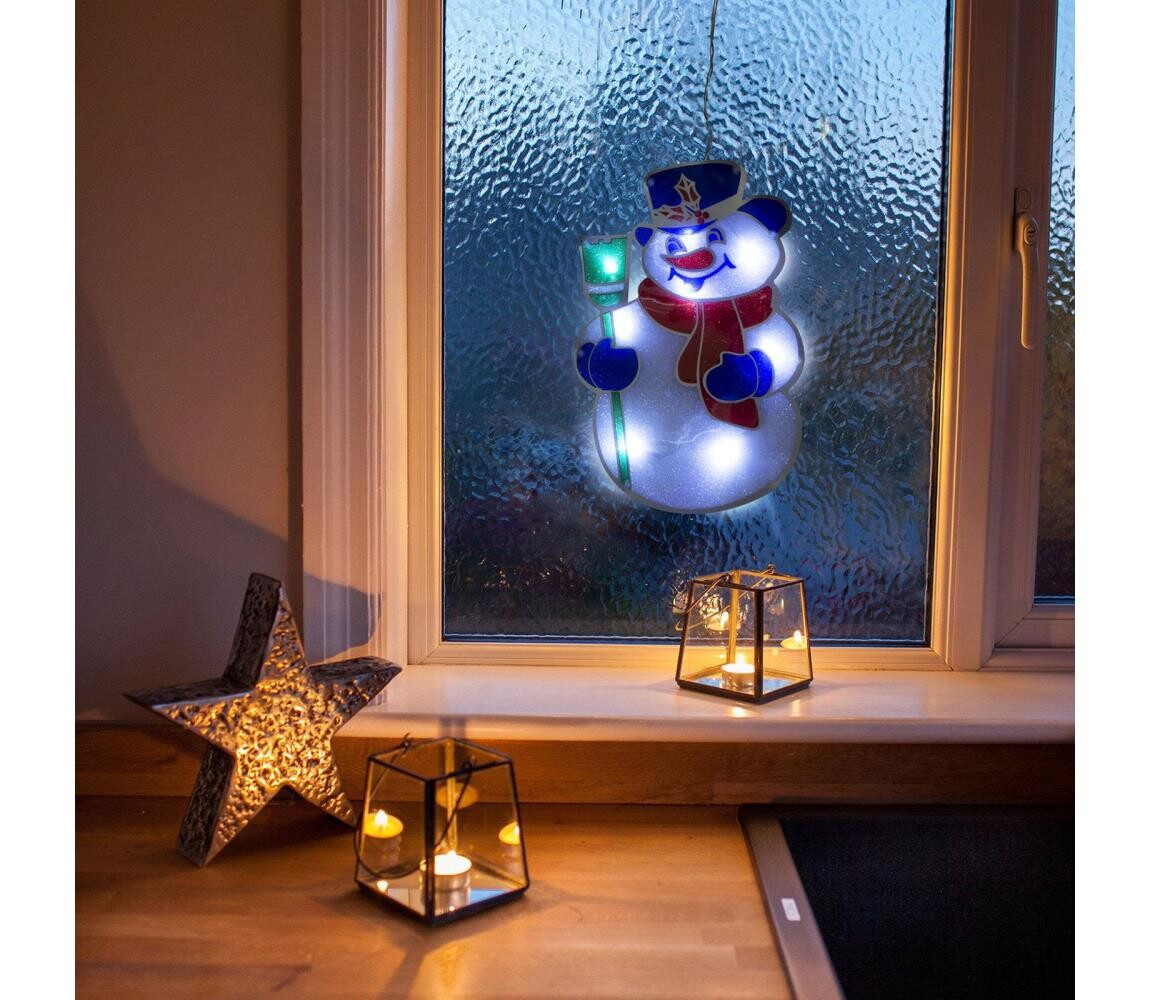 LED Vánoční dekorace 8xLED/3xAAA studená bílá sněhulák gl-56530D