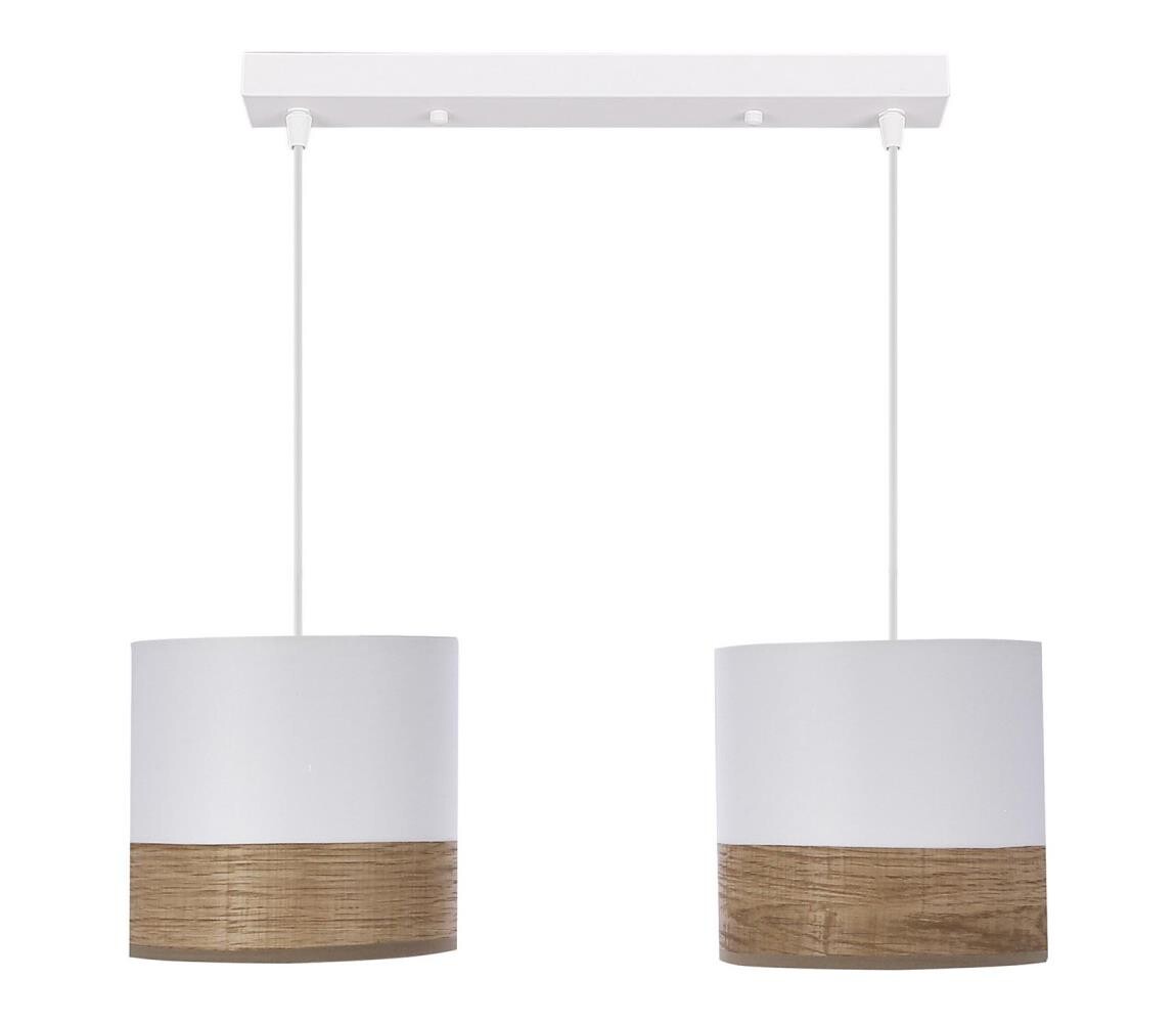 Lustr na lanku BIANCO 2xE27/40W/230V bílá/hnědá 32-17543