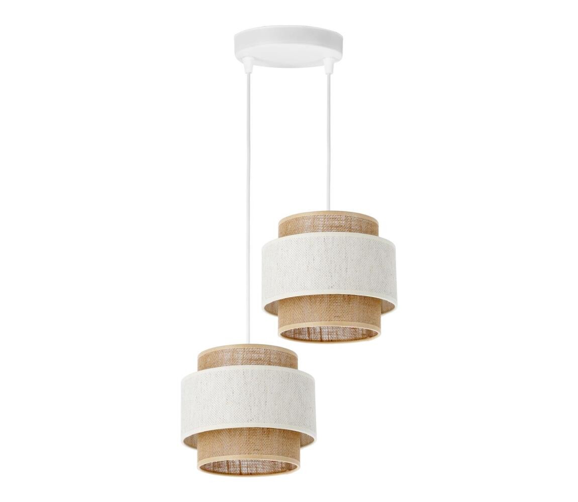 Lustr na lanku BOHO 2xE27/60W/230V krémová/juta H0165