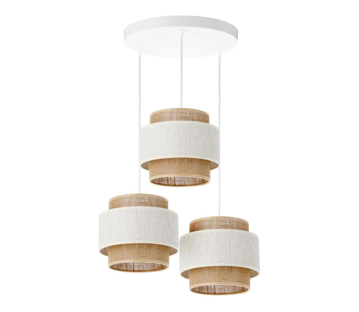 Lustr na lanku BOHO 3xE27/60W/230V krémová/juta H0166