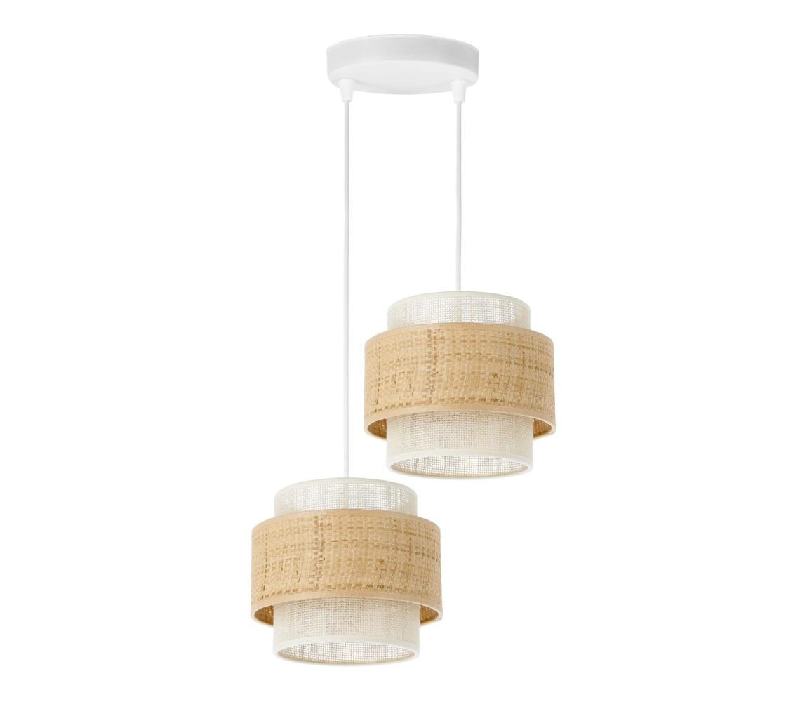 Lustr na lanku BOHO 2xE27/60W/230V juta/krémová H0175