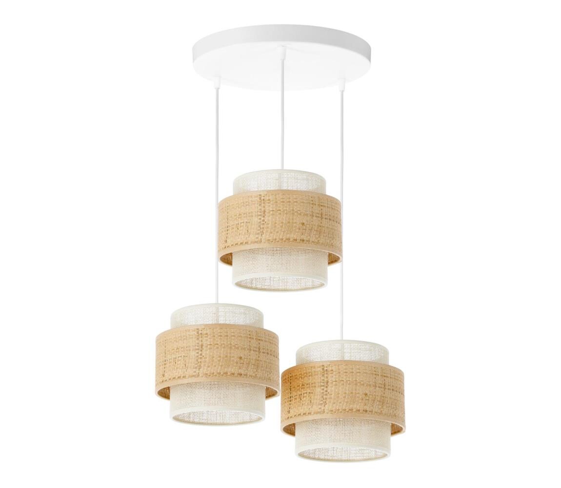 Lustr na lanku BOHO 3xE27/60W/230V juta/krémová H0176