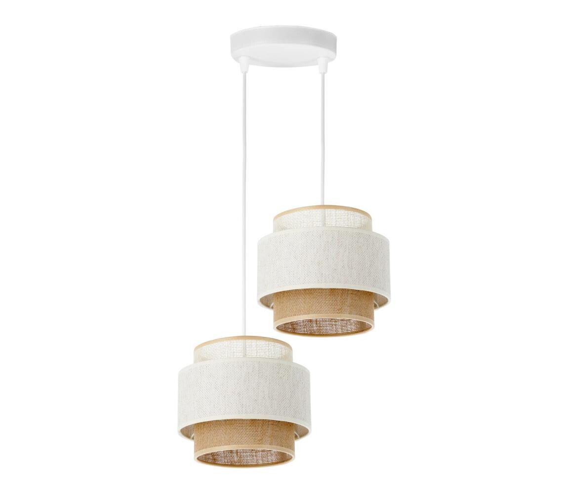 Lustr na lanku BOHO 2xE27/60W/230V bílá/juta H0180