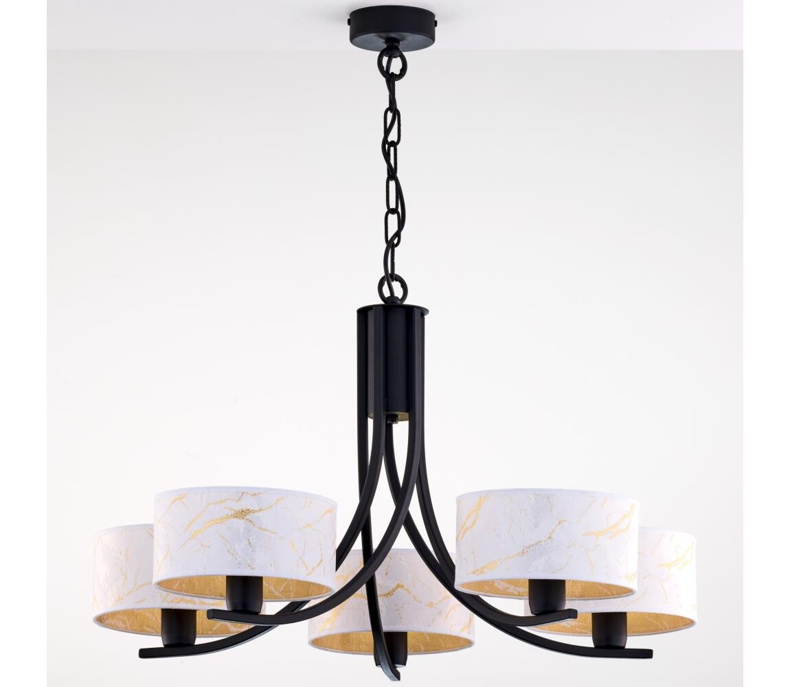 Jupiter 2104 - Lustr na řetězu ARTHUR 5xE27/15W/230V bílá/černá/dekor mramoru 2104