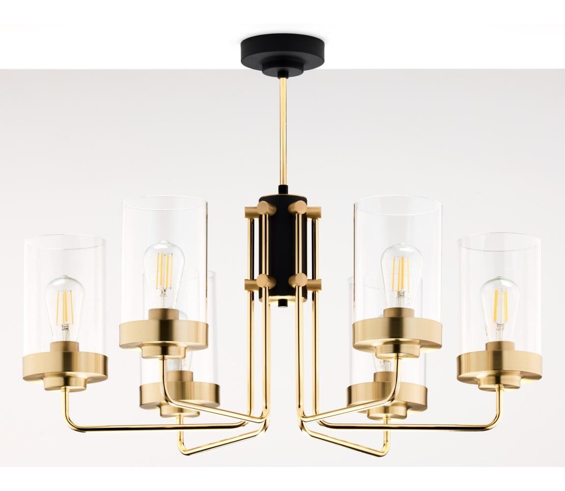 Jupiter 2089 - Lustr na tyči RAMIREZ 6xE27/15W/230V zlatá/černá 2089