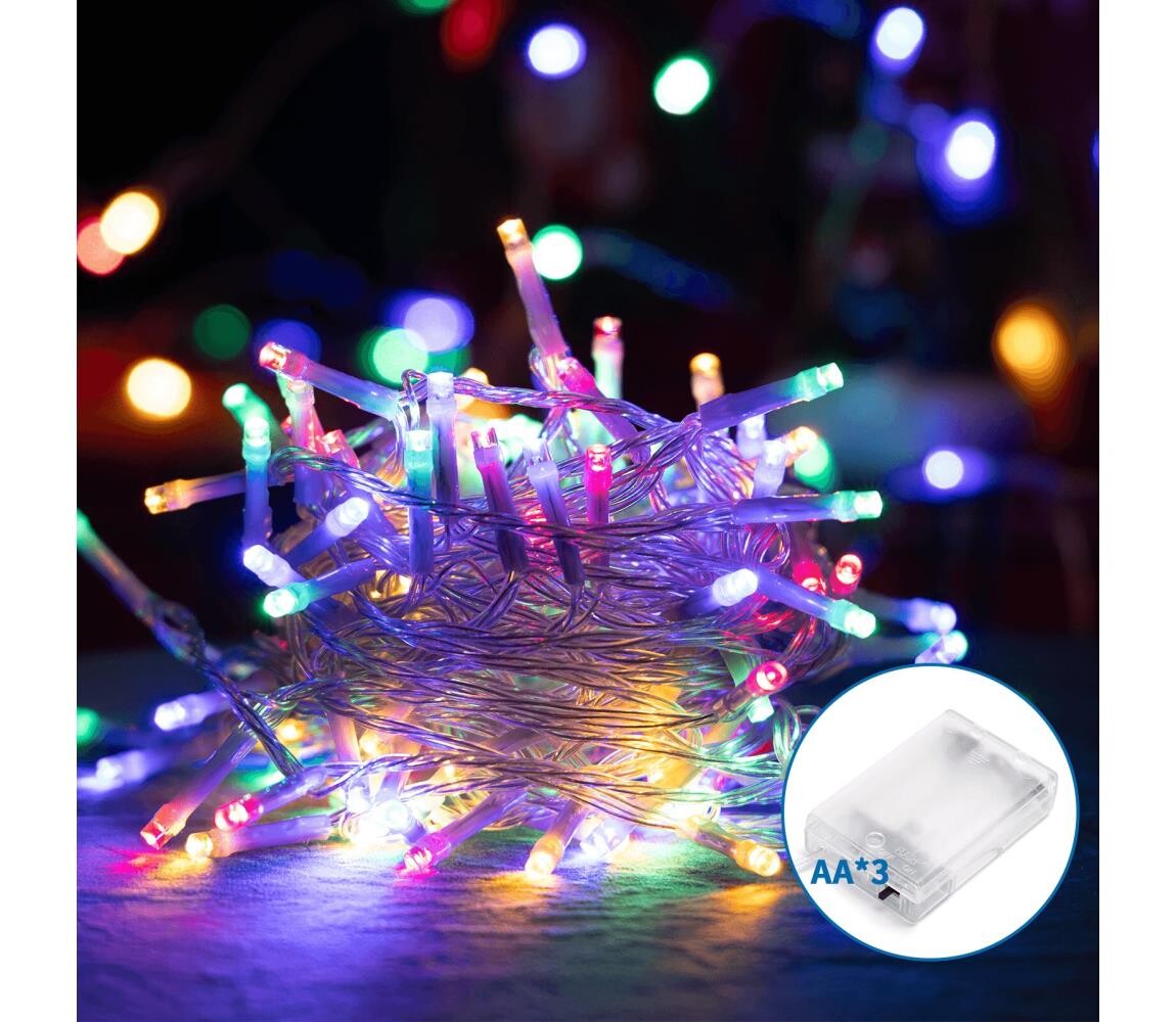 B.V.  - LED Vánoční řetěz 100xLED/3xAA 10,3m multicolor B10303KS0