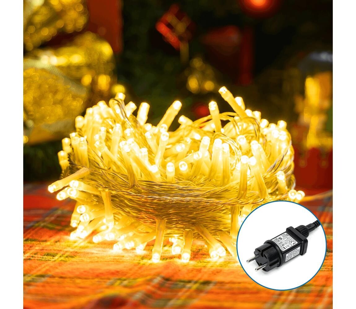 B.V.  - LED Venkovní vánoční řetěz 150xLED/8 funkcí 18m IP44 teplá bílá B103031PP