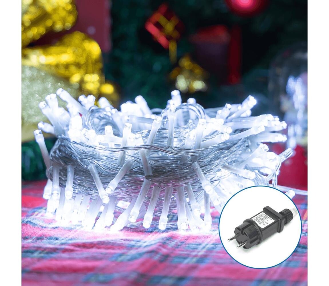 B.V.  - LED Venkovní vánoční řetěz 200xLED/8 funkcí 23m IP44 studená bílá B103031OQ