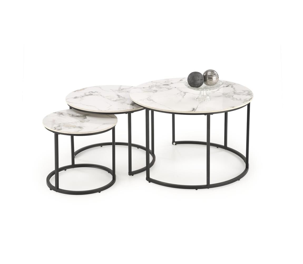 Halmar Sada 3x Konferenční stolek COMORO bílá/černá V-CH-GILDA-LAW-BIAŁY
