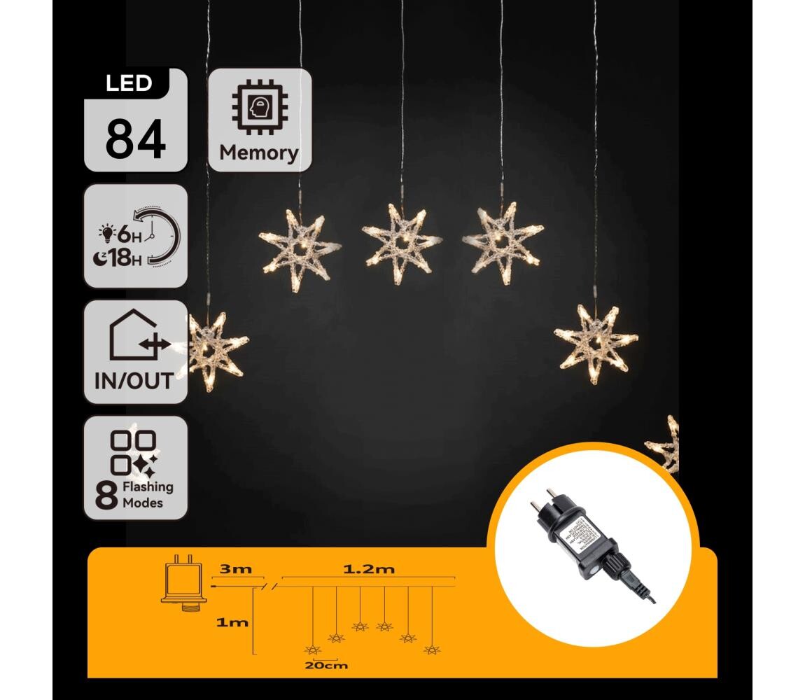 B.V.  - LED Venkovní vánoční řetěz 84xLED/230V 1,2x1m IP44 teplá bílá vločky B10303ABGL