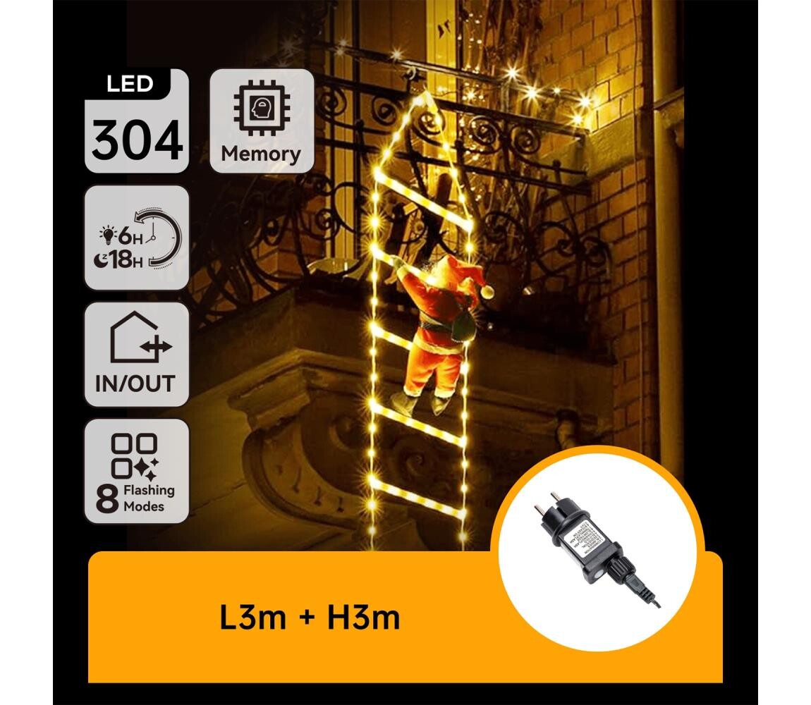 B.V.  - LED Ven. ván. dekorace 304xLED/3,6W/230V/8 funkcí 3m IP44 teplá bílá B10303Y25