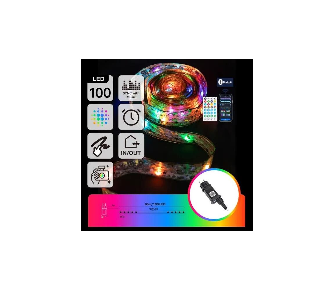 B.V.  - LED RGBICW Venkovní vánoční řetěz 100xLED/10W/230V 10m IP44 + DO S104033U5