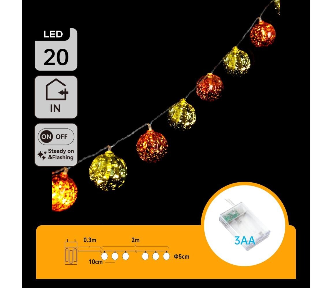 B.V.  - LED Vánoční řetěz 20xLED/3xAA 2m teplá bílá B103033XR
