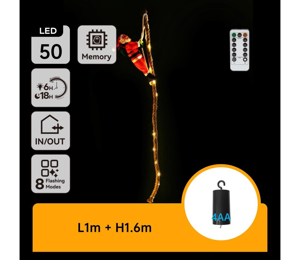 B.V.  - LED Venkovní vánoční dekorace LED/4xAA IP44 padák Santa Claus B10303AAEQ