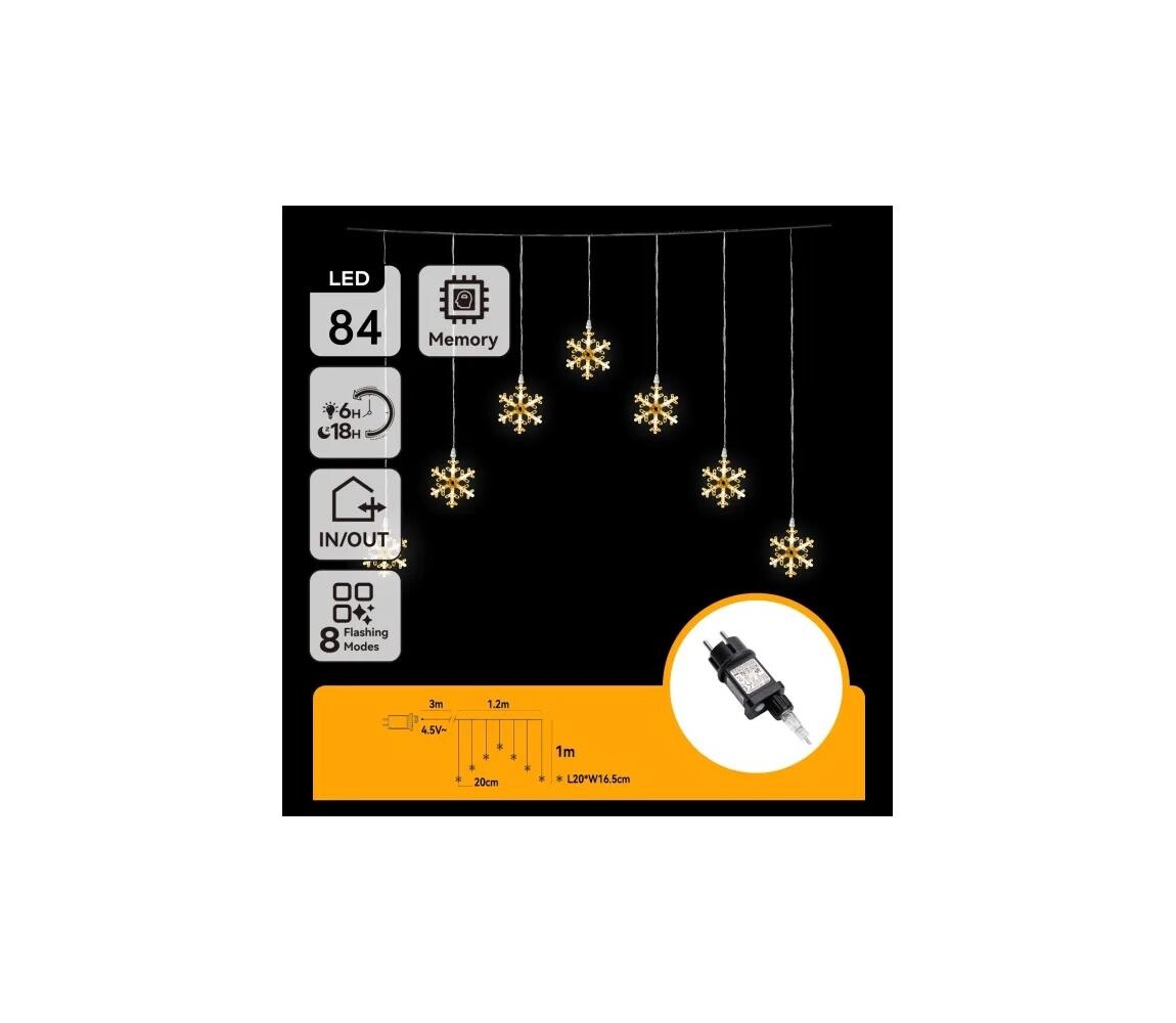 B.V.  - LED Venkovní vánoční řetěz 70xLED/230V 1,2x1m IP44 teplá bílá vločky B10303ABGI