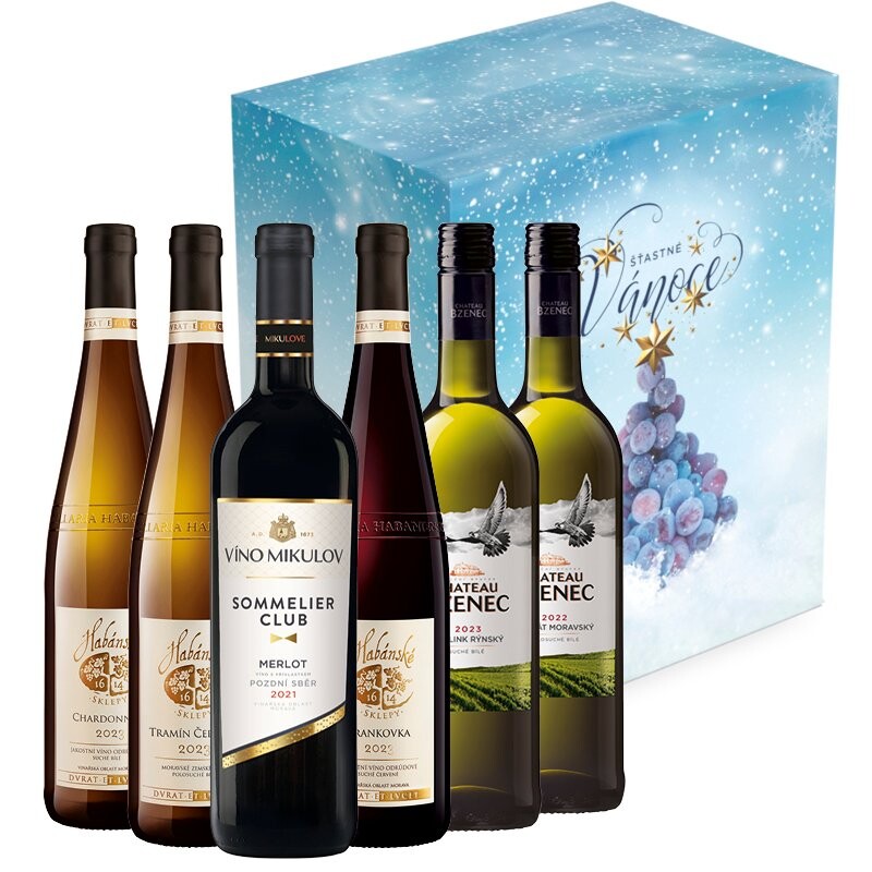 Vánoční vinný balíček moravských vín v dárkovém kartonu
