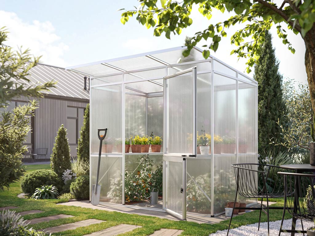 Zahradní skleník KGT Jasmin II 1,5 x 2,3 m, šedá hliník