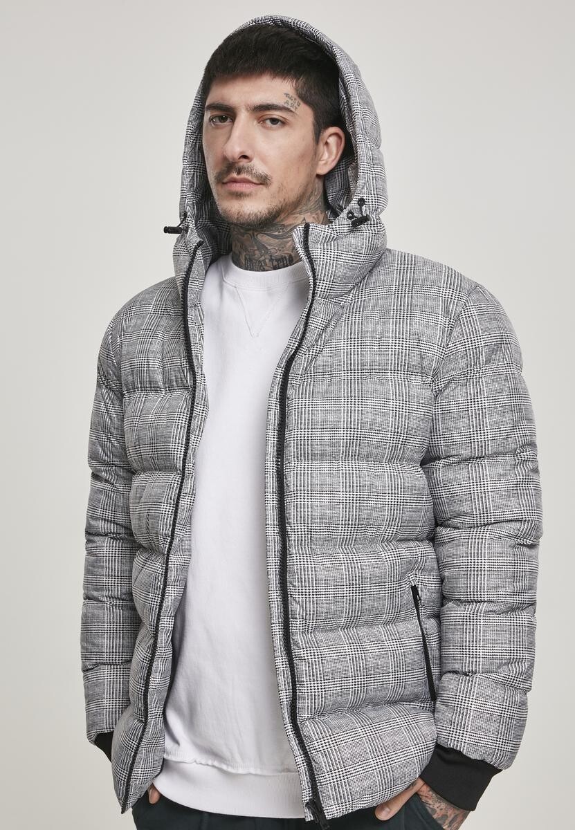Hooded Check Puffer Jacket S
