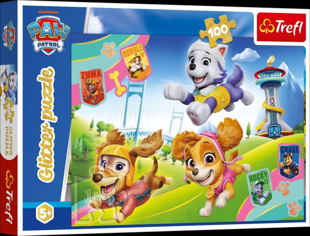 Puzzle Trefl 100 Třpytivé puzzle Tlapková patrola