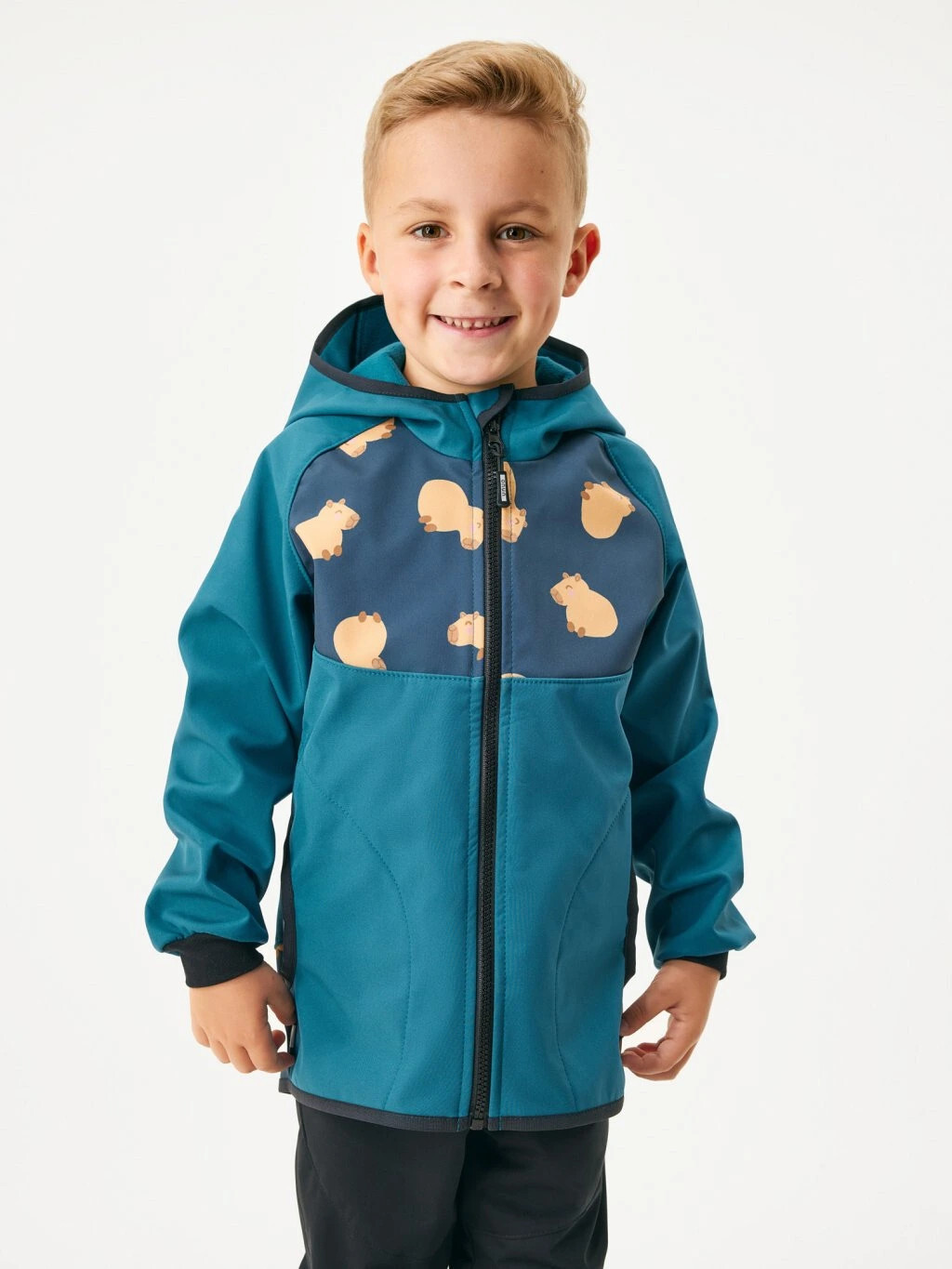 Softshellová bunda s fleecem Basic, Kabaltová, Kapybary - vel. 122/128