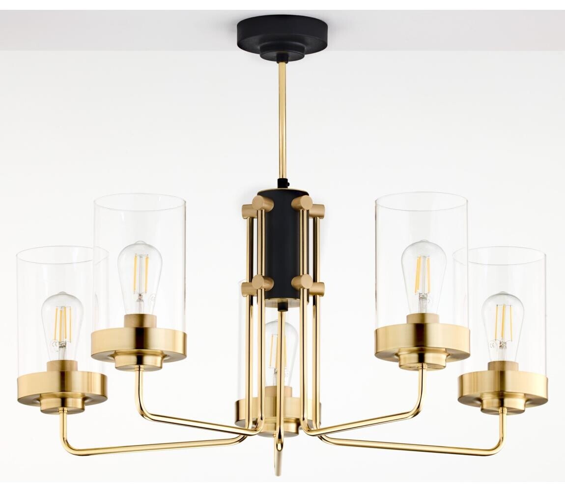 Jupiter 2088 - Lustr na tyči RAMIREZ 5xE27/15W/230V zlatá/černá 2088