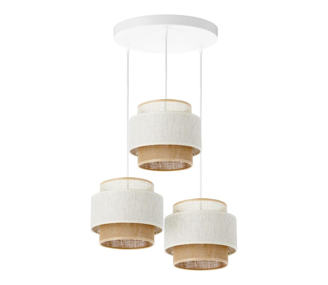 Lustr na lanku BOHO 3xE27/60W/230V bílá/juta H0181
