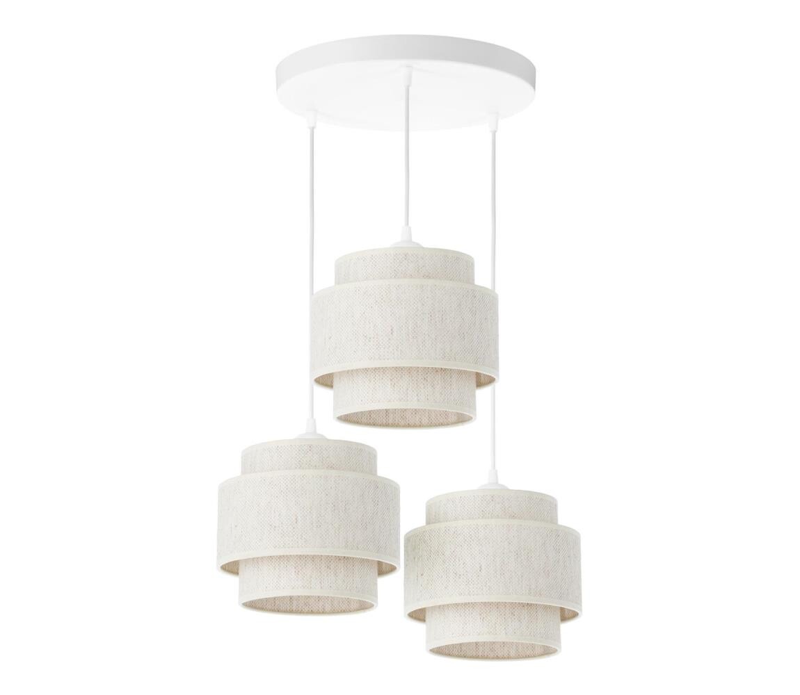 Lustr na lanku BOHO 3xE27/60W/230V bílá H0186
