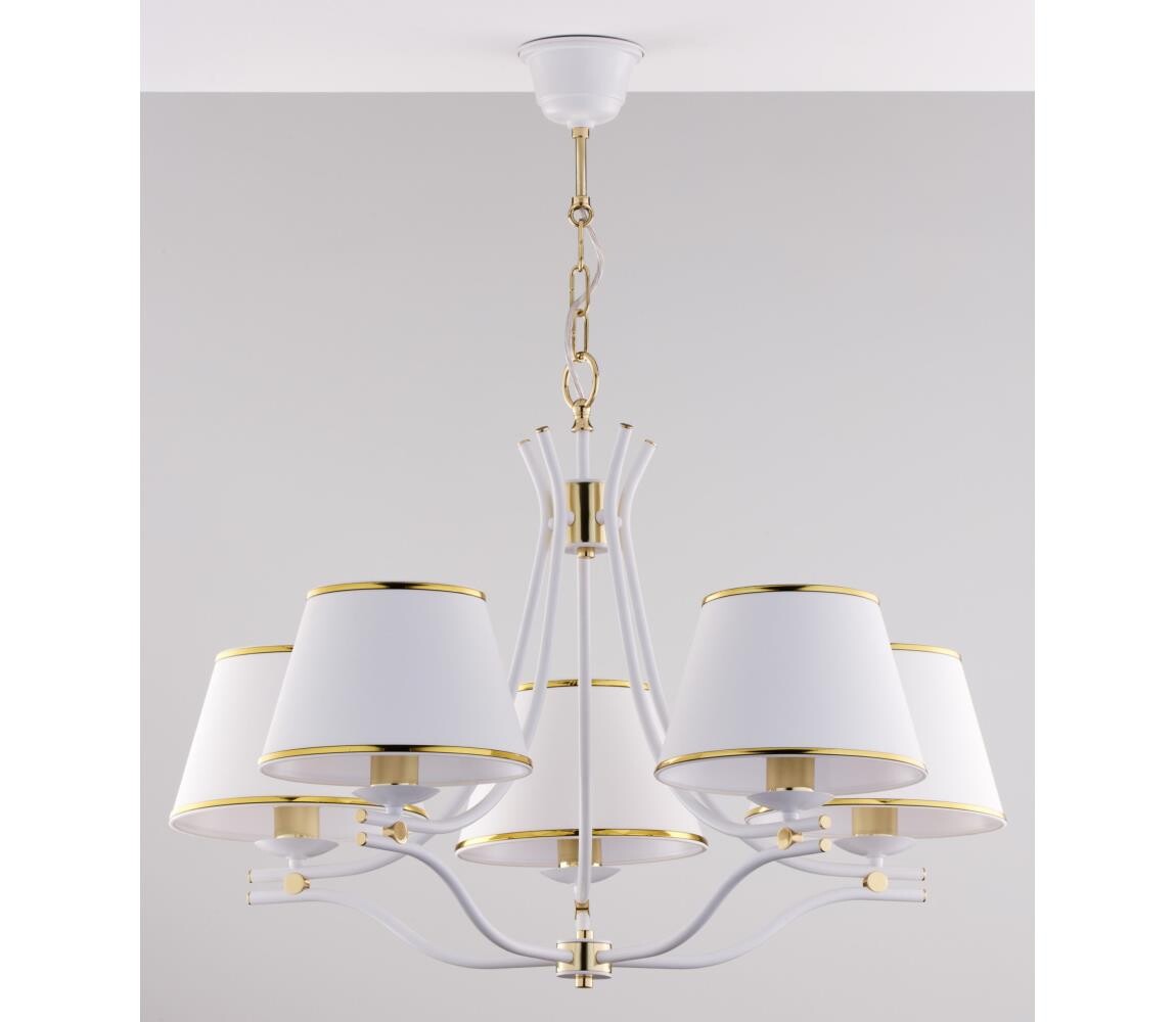 Jupiter 2084 - Lustr na řetězu SAMBA 5xE27/15W/230V bílá/zlatá 2084