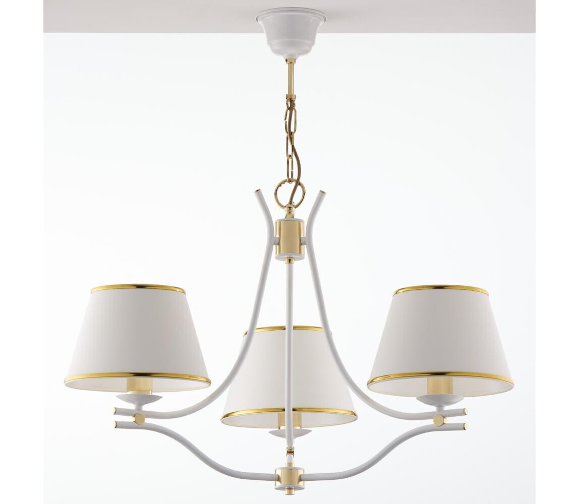 Jupiter 2085 - Lustr na řetězu SAMBA 3xE27/15W/230V bílá/zlatá 2085